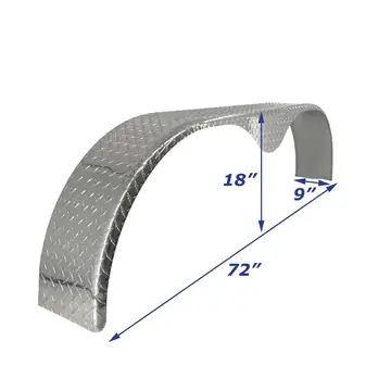 Tandem Axle Tear Drop Aluminum Diamond Plate Enclosed Trailer Fender 9 in x 72 in x 18 in